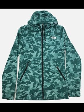 The North Face 100 Cinder Full Zip Green Camo  Hoodie Jacket Size M Used Exc